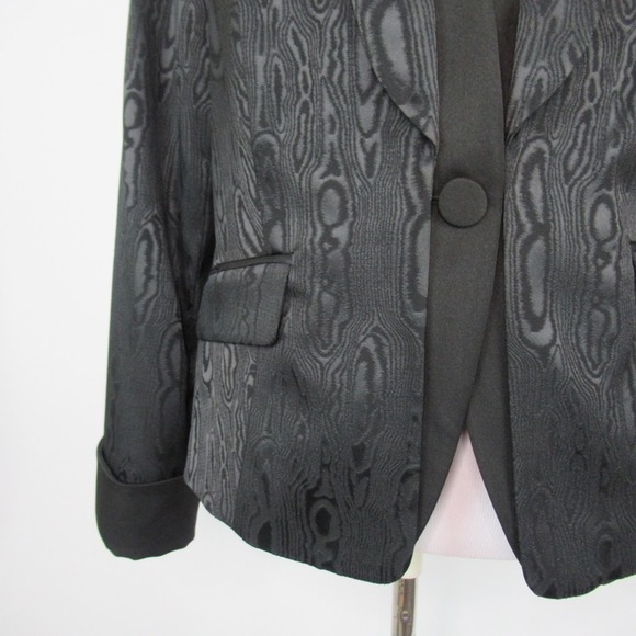 DONCASTER Black Wood Grain Pattern Fitted Jacket Blazer Women’s Size 16P - Picture 6 of 12